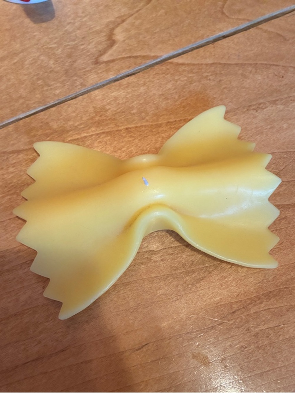 Novelty Farfalle Pasta Shaped Candle - Yellow